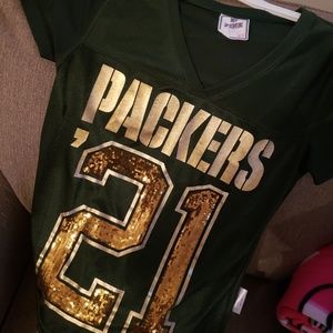 Vs pink green bay packers bling jersey